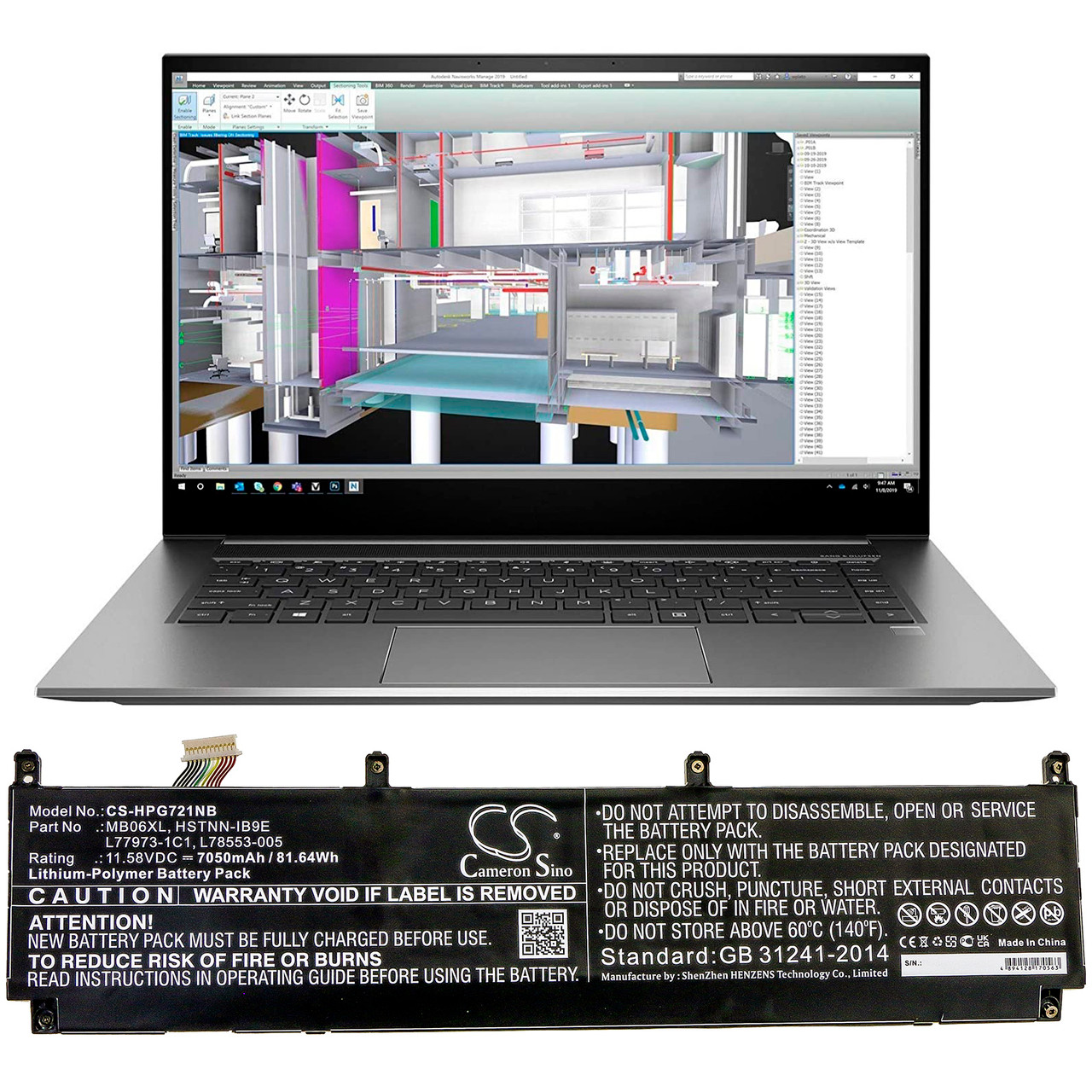 Battery for MB06XL HSTNN-IB9E L77973-1C1 L78553-005 HP ZBook Studio G7 Create